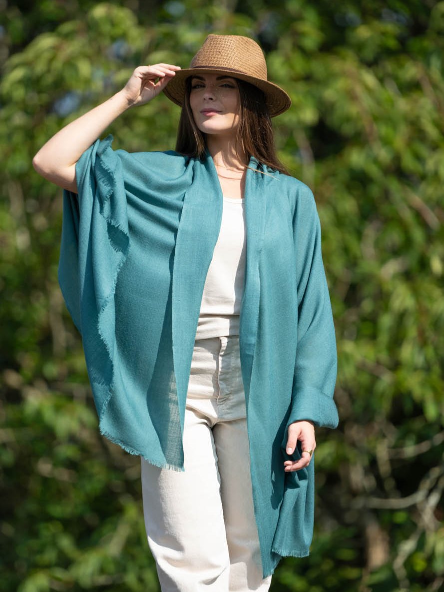 Plain wool-silk scarf ASWGREEND