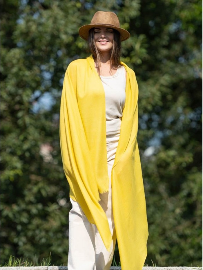 Wool and silk plain shawl ASWLEMON