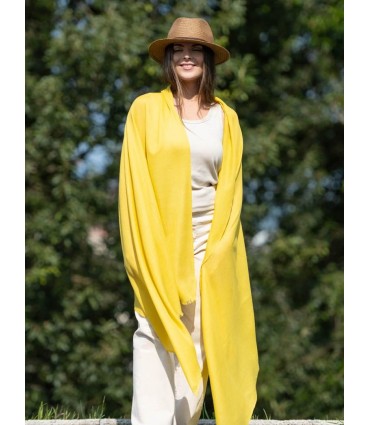Plain wool-silk scarf ASWLEMON