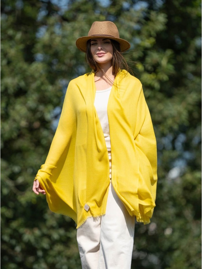 Wool and silk plain shawl ASWLEMON