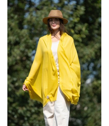 Plain wool-silk scarf ASWLEMON
