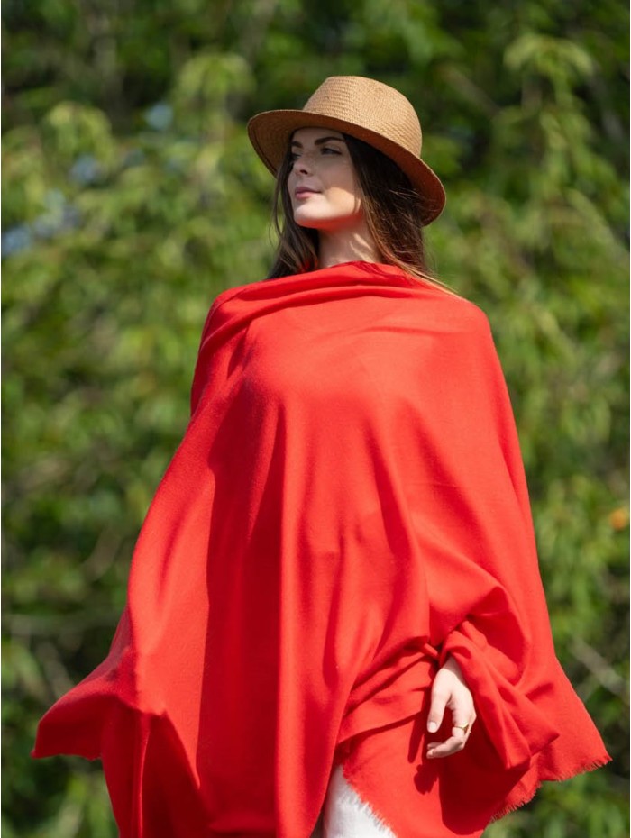 Plain wool-silk scarf ASWRED