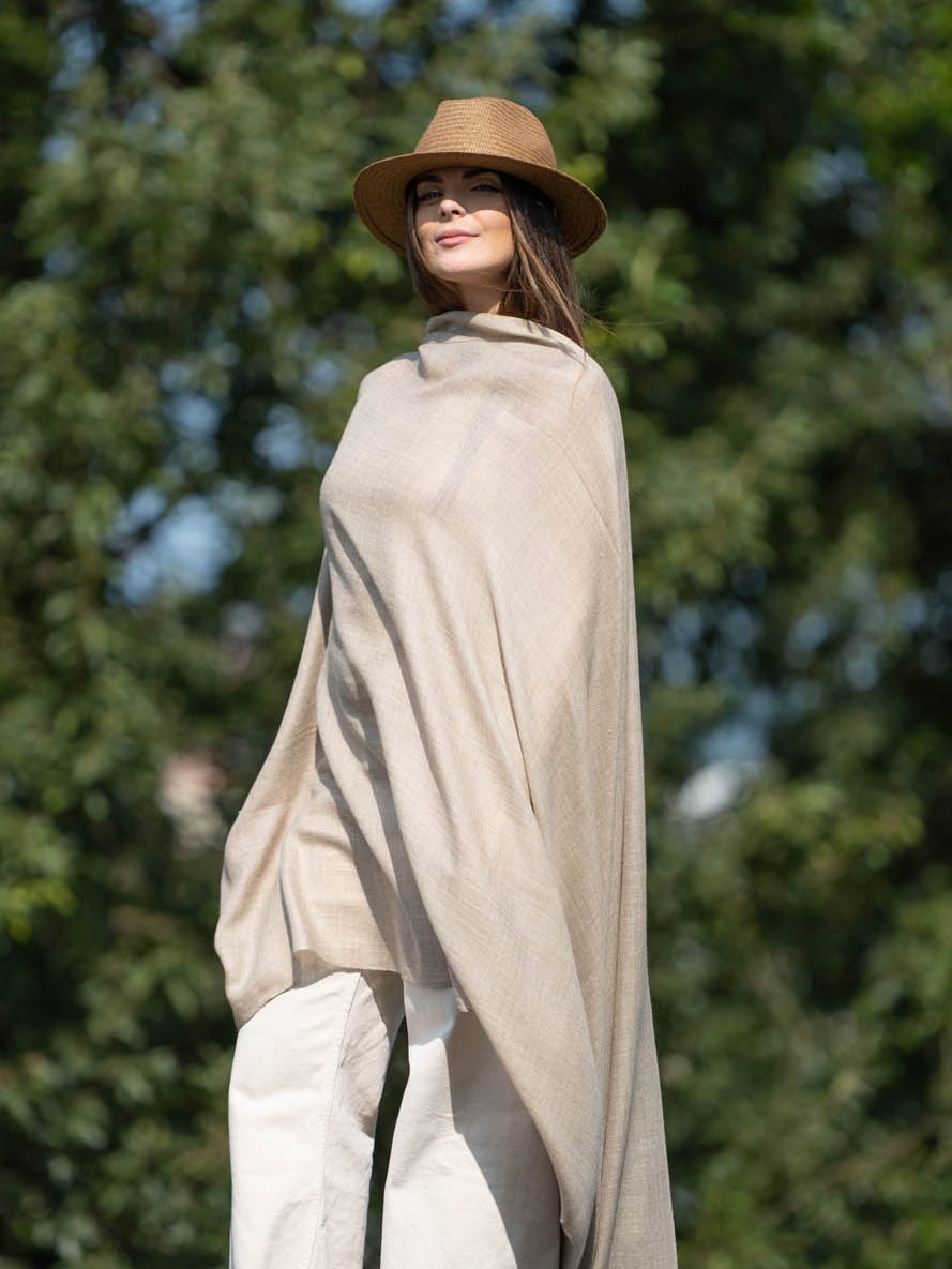 Fular liso lana-seda ASWBEIGE