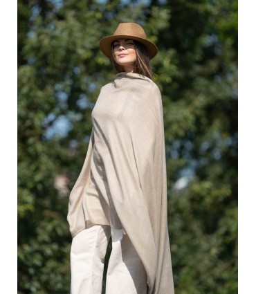 Plain wool-silk scarf ASWBEIGE