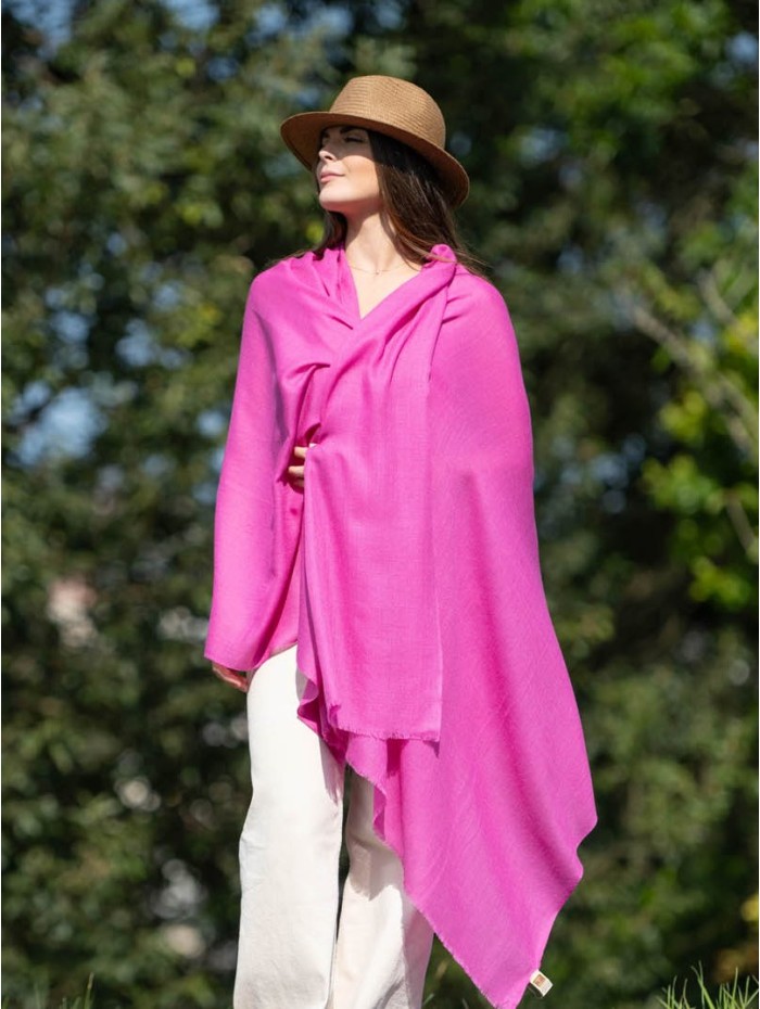 Chal de lana con seda liso ASWFUCHSIA