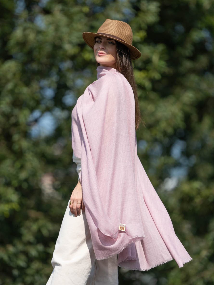 Plain wool-silk scarf ASWROSEL