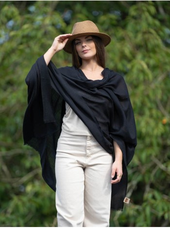 Plain wool-silk scarf ASWBLACK
