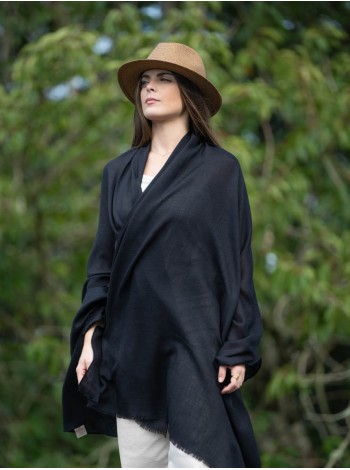 Plain wool-silk scarf ASWBLACK