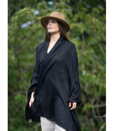 Plain wool-silk scarf ASWBLACK