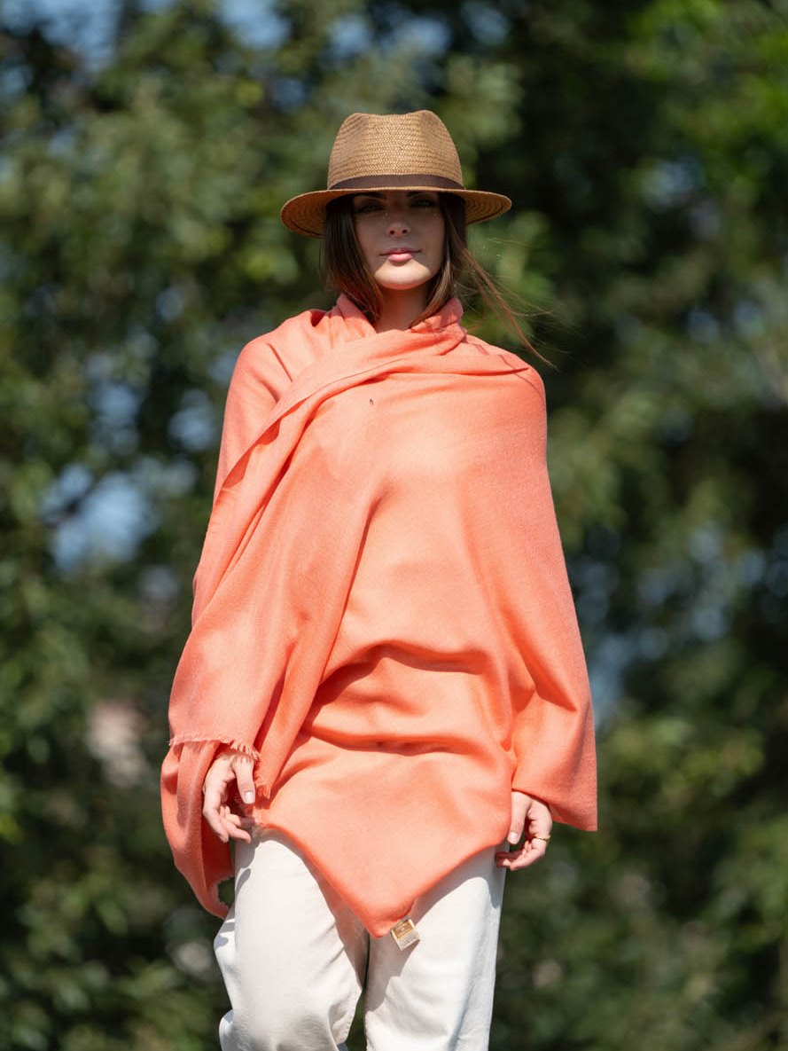 Plain wool-silk scarf ASWCORAL