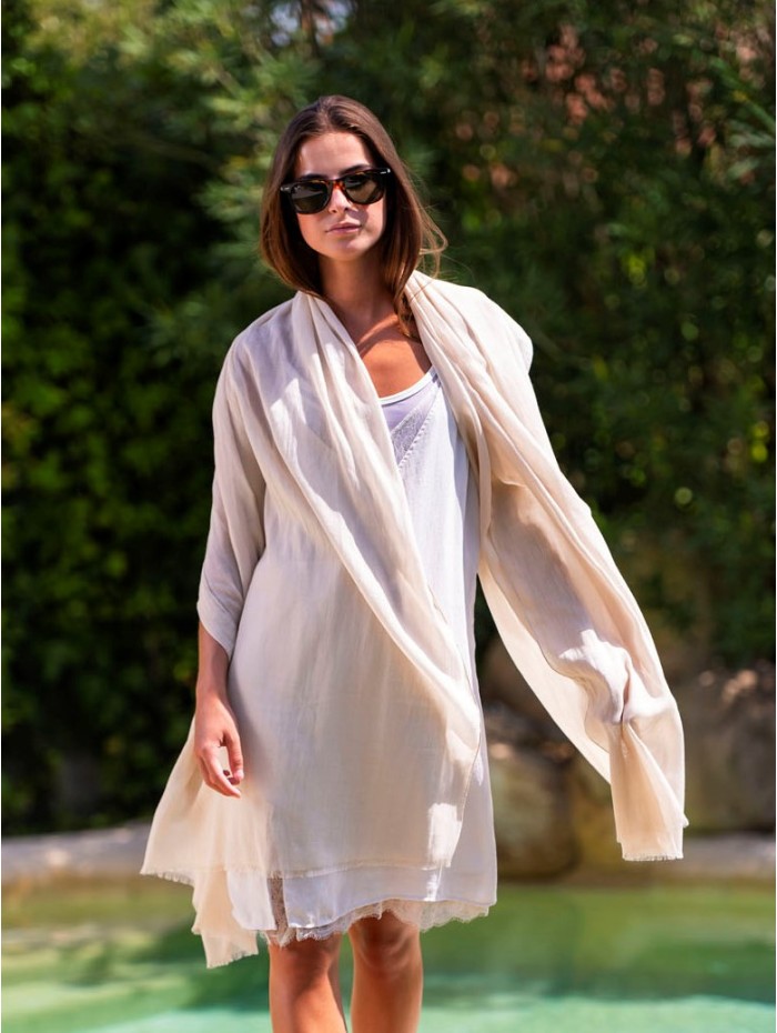 Chal-pareo de algodón liso ACTBEIGE
