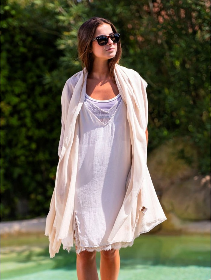 Chal-pareo de algodón liso ACTBEIGE