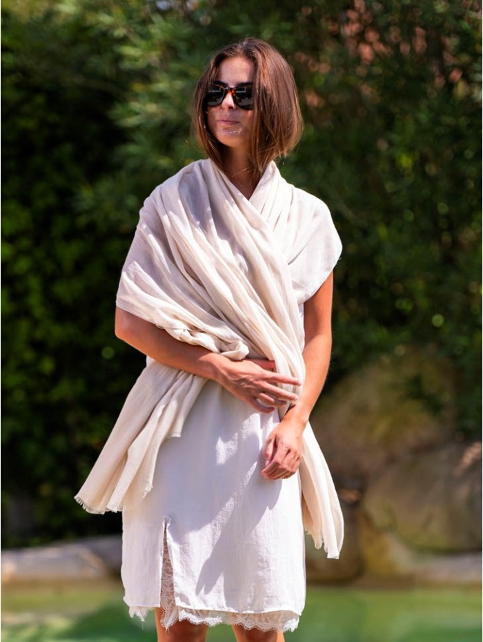 Chal-pareo de algodón liso ACTBEIGE