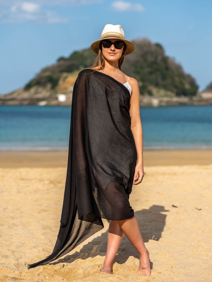 Plain cotton scarf ACTBLACK