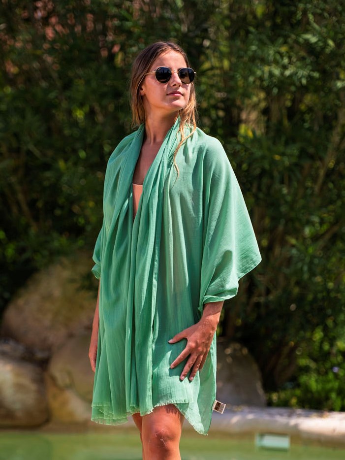 Plain cotton scarf ACTGREENM