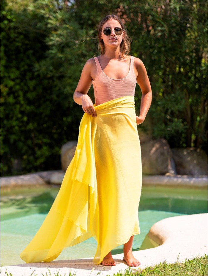 Cotton plain shawl-sarong ACTLEMON