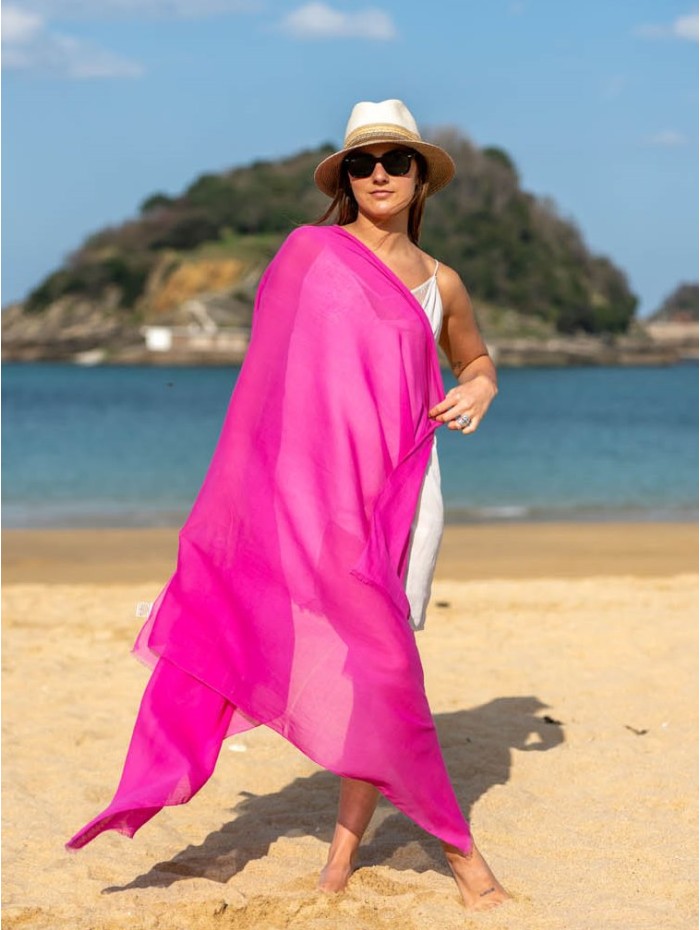 Cotton plain shawl-sarong ACTFUCHSIA