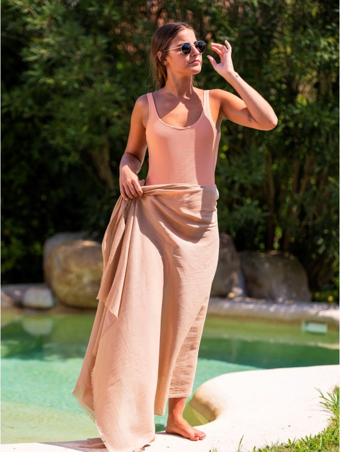 Cotton plain shawl-sarong ACTCAMEL