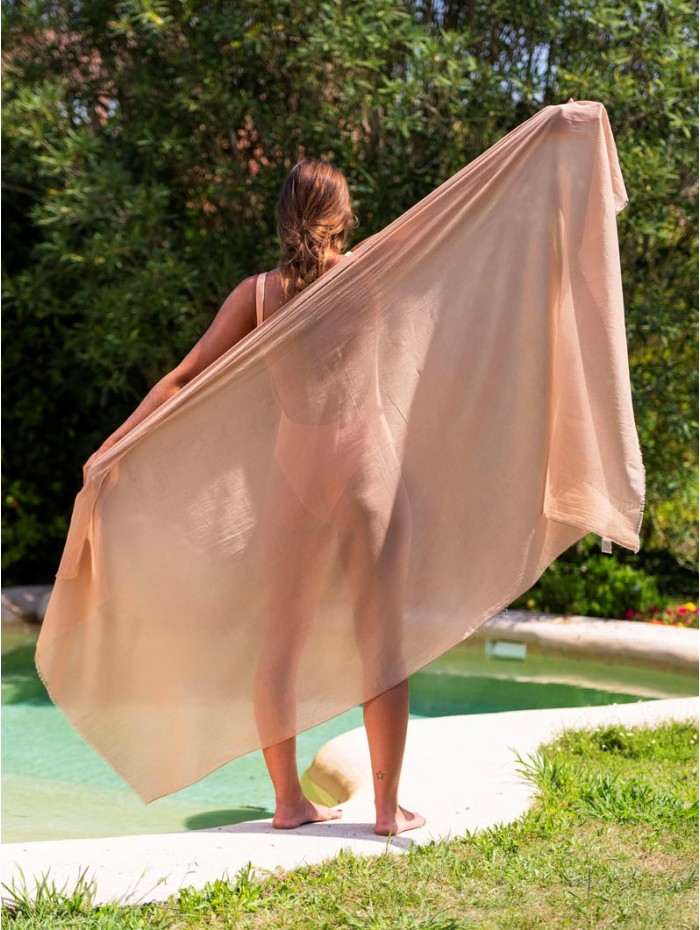 Plain cotton scarf ACTCAMEL