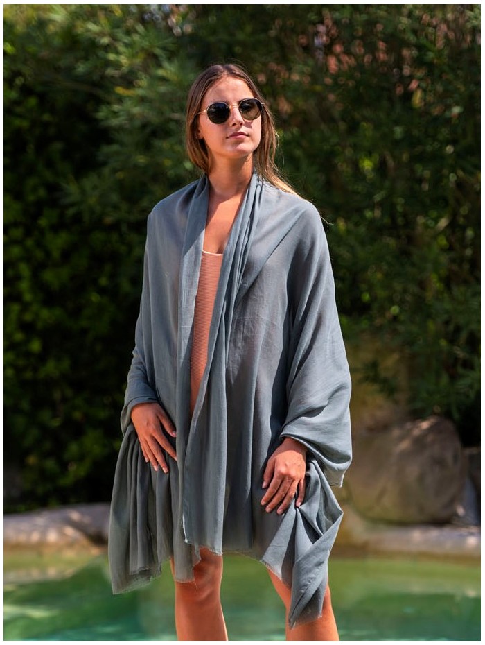 Cotton plain shawl-sarong ACTGREEND