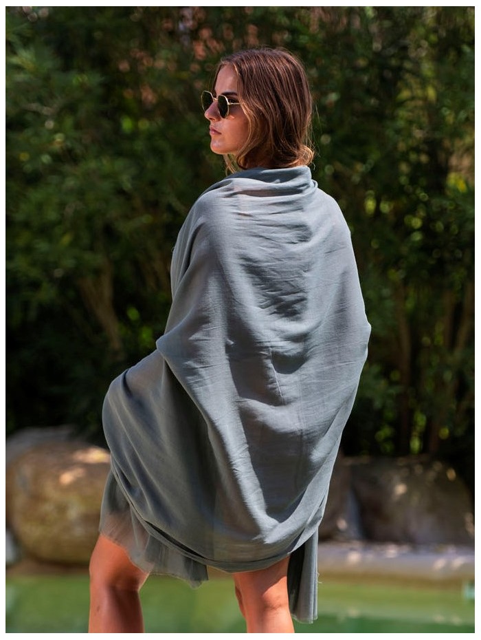 Cotton plain shawl-sarong ACTGREEND