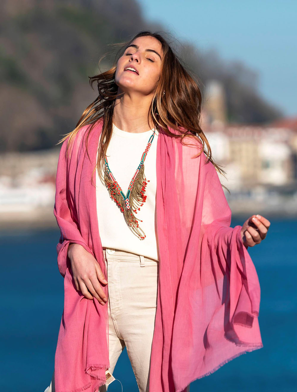 Plain cotton scarf ACTROSE192