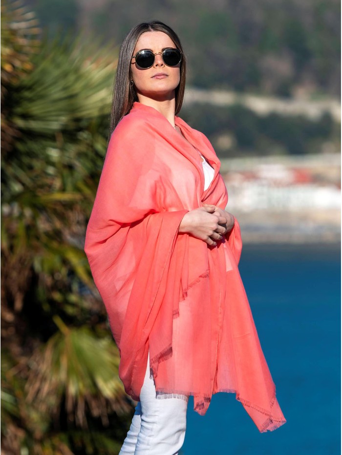 Cotton plain shawl-sarong ACTSALMON