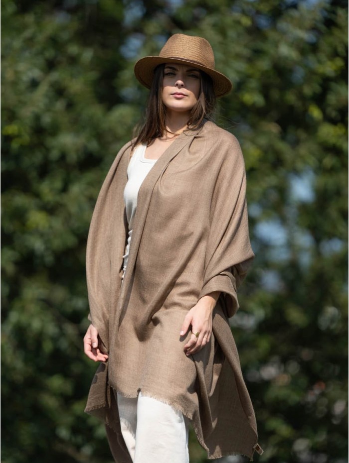 Chal de lana con seda liso ASWCAMEL