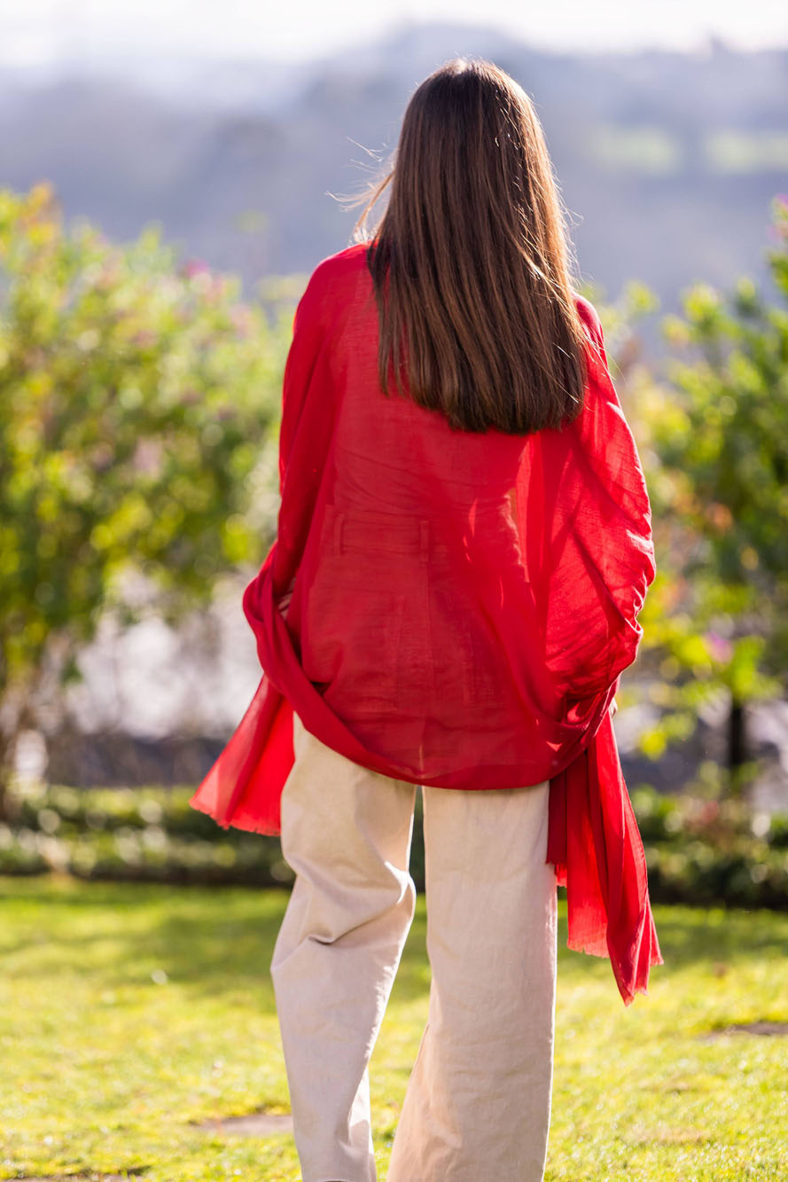 Plain cotton scarf ACTREDSAGE