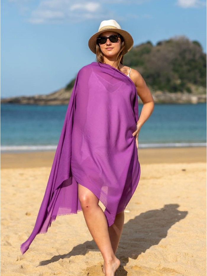 Chal-pareo de algodón liso ACTVIOLET