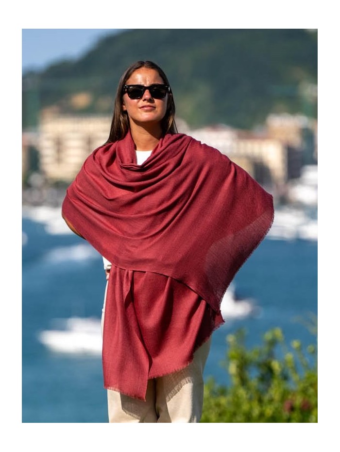 Plain wool-silk scarf ASWRED180D