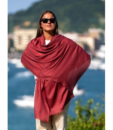 Plain wool-silk scarf ASWRED180D