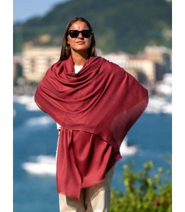 Wool and silk plain shawl ASWRED180D