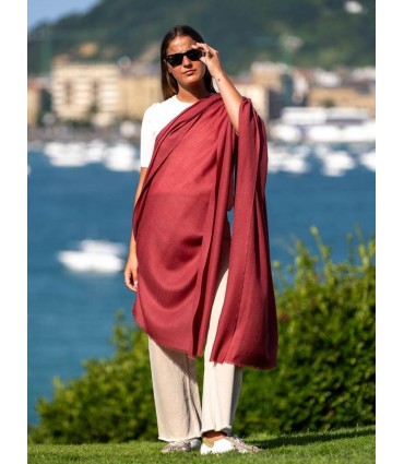 Plain wool-silk scarf ASWRED180D