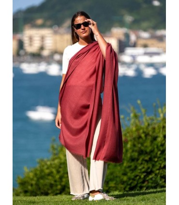 Wool and silk plain shawl ASWRED180D