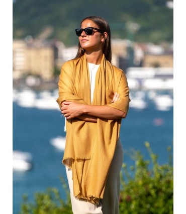 Plain wool-silk scarf ASWGOLDEN