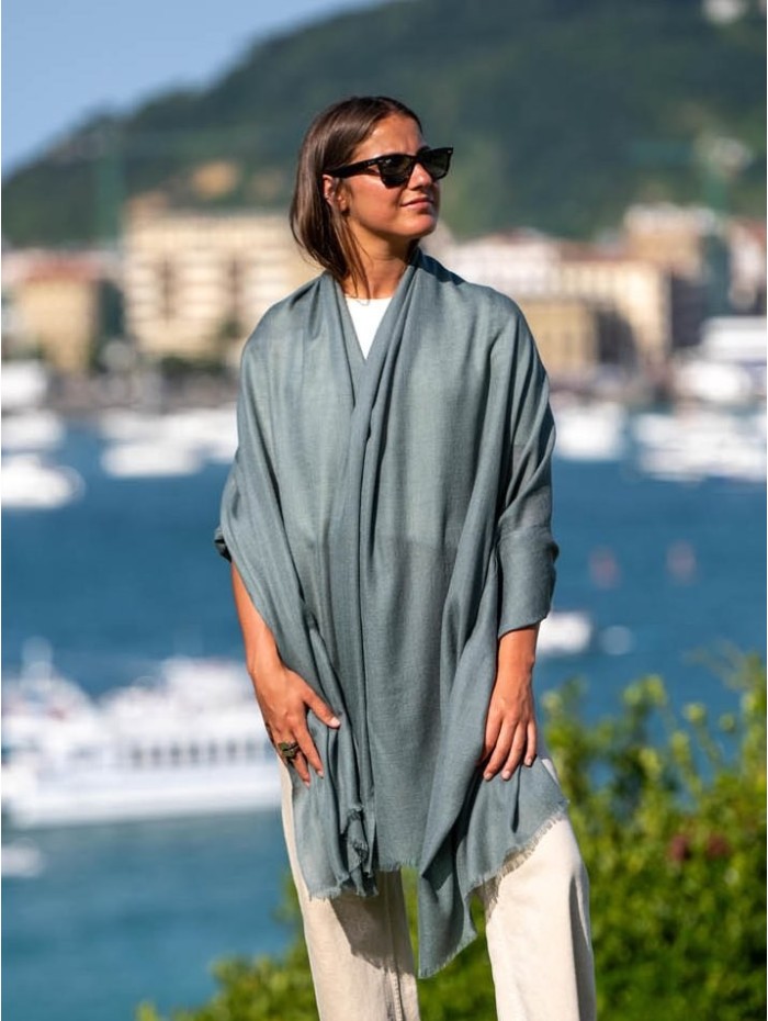 Plain wool-silk scarf ASWGFOREST