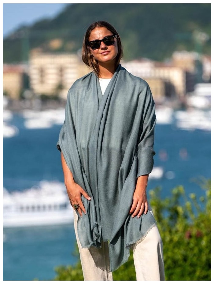 Plain wool-silk scarf ASWGFOREST