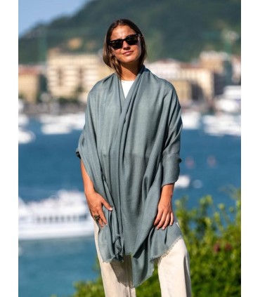 Wool and silk plain shawl ASWGFOREST