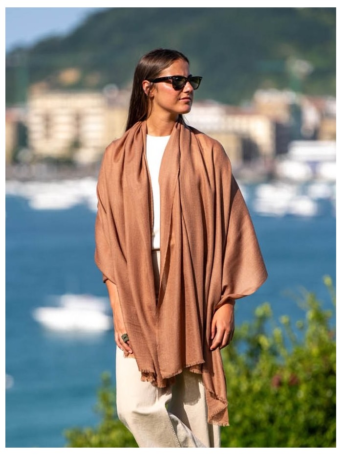 Fular liso lana-seda ASWBROWNL