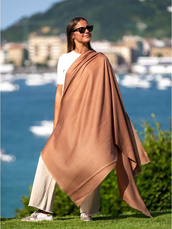 Plain wool-silk scarf ASWBROWNL