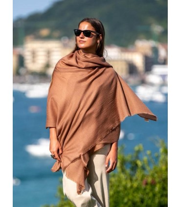 Wool and silk plain shawl ASWBROWNL