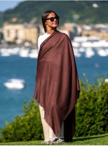 Plain wool-silk scarf ASWBROWND