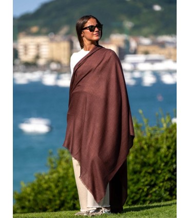Plain wool-silk scarf ASWBROWND