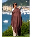 Wool and silk plain shawl ASWBROWND