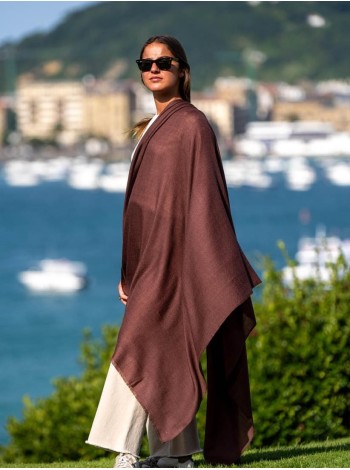 Plain wool-silk scarf ASWBROWND