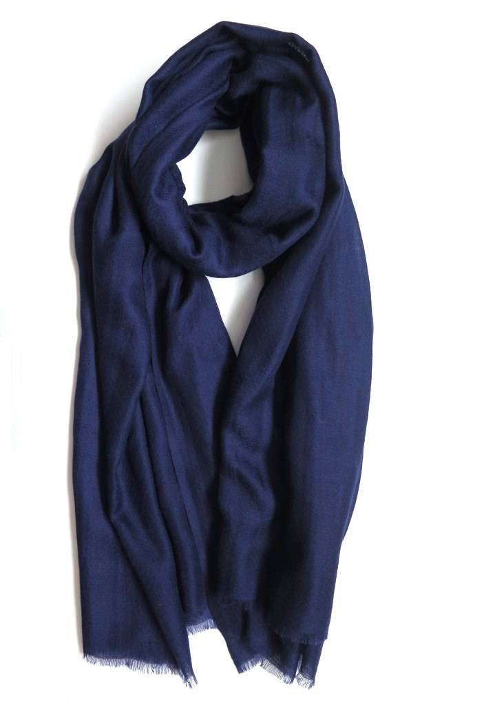 Plain wool-silk scarf ASWBNAVY