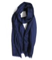 Plain wool-silk scarf ASWBNAVY